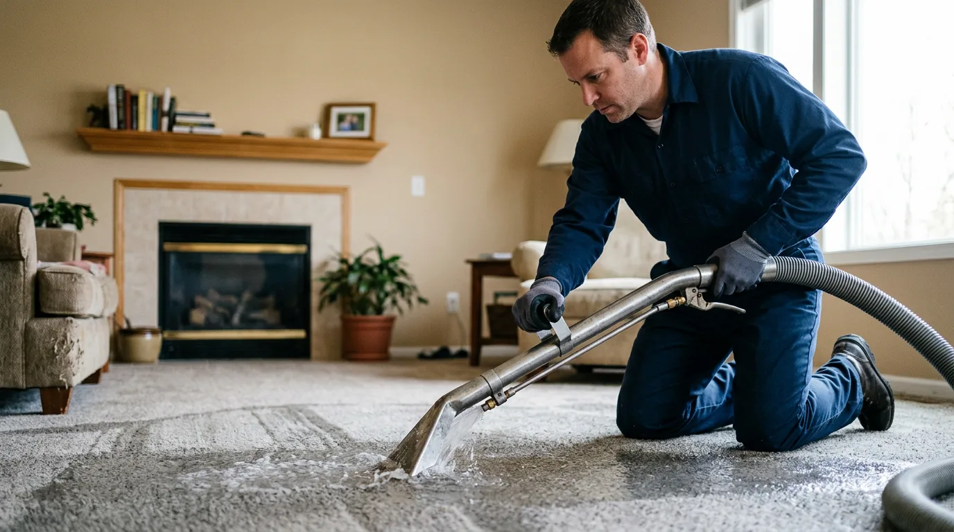 Water damage restoration technician working near Danube, MN